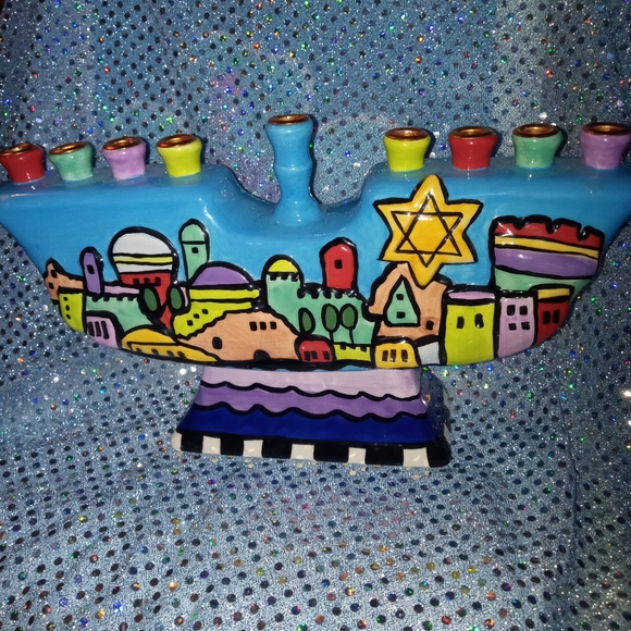 PHENOMENAL NICOLE ENGBLOM CERAMIC MENORAH OR CANDLELABRA - Picture 4 of 13
